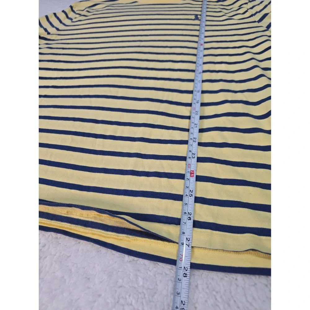 Polo Ralph Lauren Mens L T-Shirt Yellow Navy Blue Striped Classic Fit Pony Logo